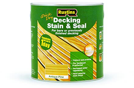 Rustins DEAP2500 2.5L Decking Stain - Antique Pine Rustins - Weatherproof Finish for Outdoor Wood Protection in 3 Stunning Wood Colours; Long-Lasting and Sustainable