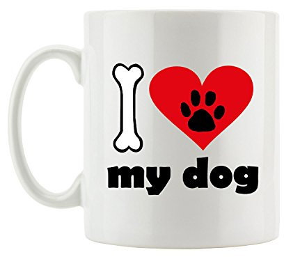 Pixxprint I Love My Dog Fun Tasse, ca. 300ml Fassungsvermögen, Keramik Weiß, Spülmaschinenfest