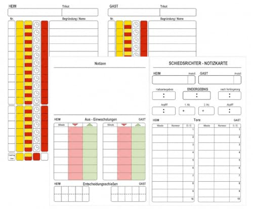 100 St. * 4-seitige SPIELNOTIZKARTE * Neueste Generation für den Onlinespielbericht ; für Pokalspiele geeignet ; Disziplinarstrafe in der Tech.Zone; bis zu 7 Auswechslungen pro Team | Original, Speziell für Spielfeld entwickelt, Perfekt für Liga-und Pokalspiele