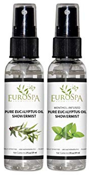 EuroSpa Aromatics Pure Eucalyptus Oil ShowerMist and Steam Room Spray, All-Natural Premium Aromatherapy Essential Oils - Variety Pack, 2 oz