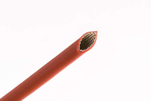 Guaina Isolante in Fibra di Vetro e Silicone, diametro 4 mm, colore Rosso, Alte Temperature 260° C, Isolamento Elettrico 1500V, 10 Metri