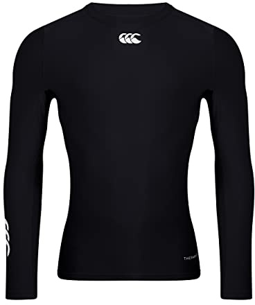 Canterbury Men's Thermoreg Long Sleeve Top | Compression Shirt | Base Layer Top with Heat Retention & Thermal Regulation Top, Black, M