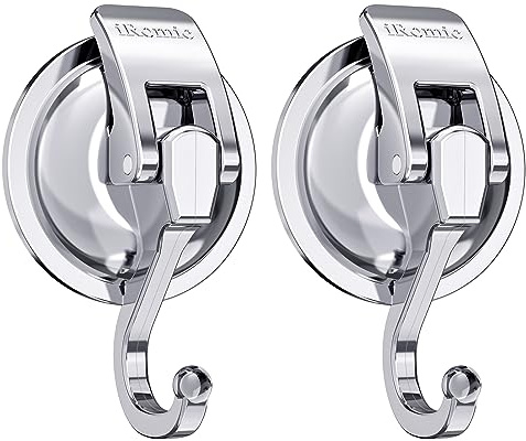 Heavy Duty Vacuum Suction Cup Hooks (2Pack) Specialized for Kitchen&Bathroom&Restroom Organization, by iRomic