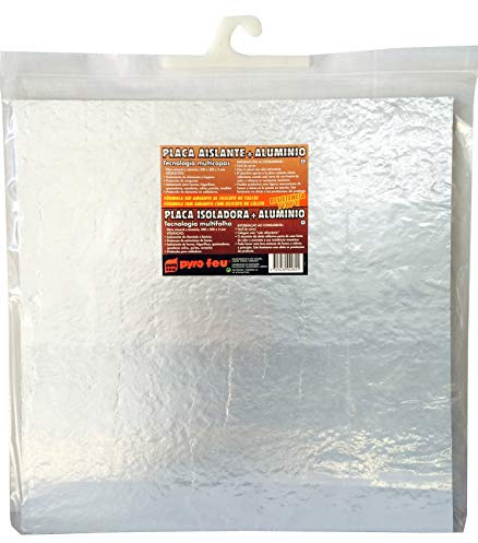 PYRO FeU 24962-6 Placa Aislante Fibra Roca de Aluminio 850ºC 50 x 50 cm, Gris