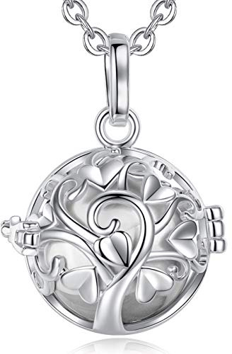 EUDORA Harmony Ball Collier Bola de Grossesse Arbre de Vie avec Mexique Maternité Pendentif Musique Carillon Boule pour Enceinte mère bébé Cadeau, chaîne de 76 cm + 114 cm