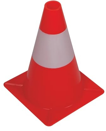 Perel Cono stradale per delimitazione zone, rosso/bianco, uso ricreativo, 30 cm