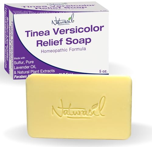 Naturasil Natural Tinea Versicolor Relief Anti-Itch Sulfur Soap | Best for Tinea, Ringworm, Jock Itch & Irritation | Safe for Kids & Adults | Fast & Effective for All Skin Types | 5 oz Bar