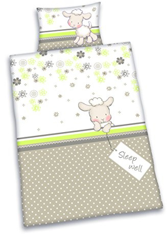 Herding Baby Best Kleinkinder-Bettwäsche-Set, Lara Schäfchen Wendemotiv, Bettbezug 100 x 135 cm, Kopfkissenbezug 40 x 60 cm, Baumwolle/Renforcé