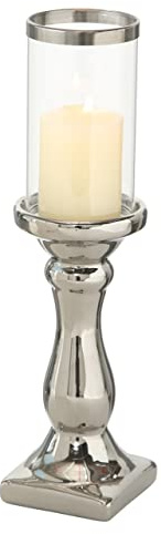 Windlicht Kerzenständer Maseru Silber H36 cm Steingut