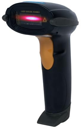 Scanner di Codici a Barre, Scanner Laser, Lettura di Codici Invertiti, Scansione Manuale, 200 Scansioni al Secondo, Portatile, Nero, Compatibile con Windows, PC, Laptop, Cablato, HDWR HD42