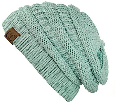 C.C Trendy Warm Chunky Soft Stretch Cable Knit Beanie Skully, Mint