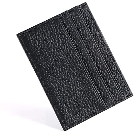 URAQT Leder Slim Wallet, Thin Minimalist Front Tasche Geldbörsen für Männer Kreditkartenetui, RFID Blocking (Schwarz)