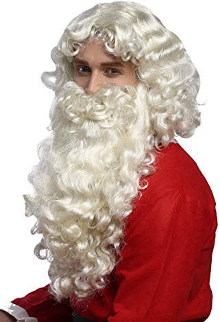 WIG ME UP- 46-A + B-ZA613 Peluca y Barba Navidad Papá Noel Santa Claus Dios Rubio Claro Rubio Blanco
