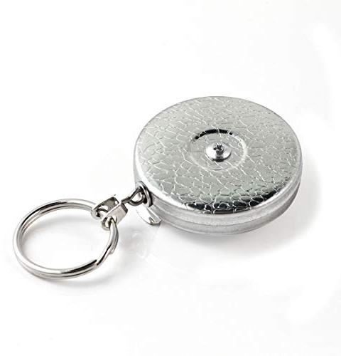 KEY-BAK Stainless Steel & Kevlar Retractable Spring Reel Keyring or Tether Chain, Made in USA since 1948