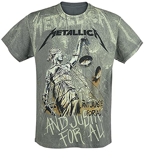 Metallica ... and Justice For All - Neon Backdrop Hombre Camiseta Gris Marengo Regular