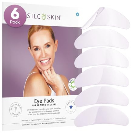 SilcSkin Silicone Eye Pads for Fine Lines, Crepey Skin, and Puffiness - Reusable Overnight Face Pads - 45 Day Supply
