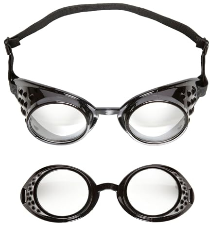 W WIDMANN MILANO Party Fashion - Gafas de laboratorio negras | Gafas negras para disfraces de laboratorio, de piloto, para el carnaval y fiestas temáticas