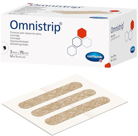 Hartmann Omnistrip - cerotto per chiudere in modo atraumatico piccole ferite e incisioni chirurgiche, 3x76 mm, 59300