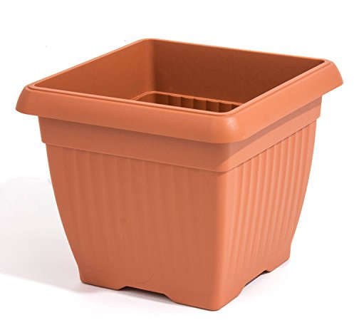 42 Liter Blumenkübel grosser Blumentopf + Untersetzer braun 45 x 45 cm Ton Optik