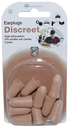SwedSafe Diskret Tapones para los oídos 33dB - Protección auditiva discreta para el trabajo de dormir o conciertos - Pequeños 5 pares con estuche de transporte