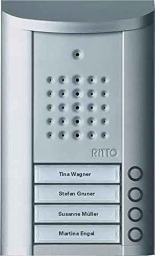 Ritto Türstation, Entravox, 1840420 | Audio für 4-Familienhaus, Gegensprechanlage mit Beleuchtung und Klingeltasten, Aufputz, Außeneinheit, silber eloxiert