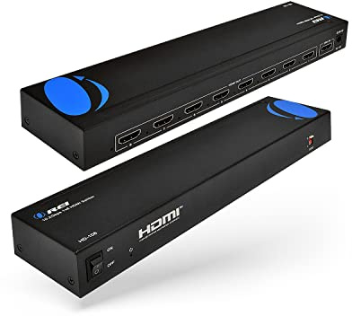 OREI 1080p 1x8 HDMI Splitter, - 1 Port to 8 HDMI Display Duplicate/Mirror - Powered Splitter Ver 1.3 Certified for Full HD 1080P High-Resolution 3D Support (One Input To Eight Outputs)