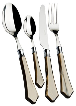 BUGATTI VECOM-S0850 Verona Ménagère de 24 Pièces Service de Table Acier/ABS Vison 39 x 27 x 5 cm