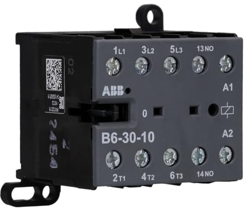 ABB B6-30-10-80 Kleinschütz 220-240V AC 3 Schließer Schraubklemme | Mini-Schütz GJL1211001R8100 - 20A AC-1 - 9A AC-3 - 4kW Leistung - 52,5x57,5x46,7 mm - Kompakte Motorsteuerung