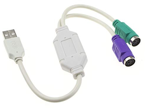 kenable Adaptador Activo USB a Dual PS/2 para Teclado y Ratón PS2 a USB 2.0 Cable Conversor PC Portátil