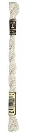 Anchor Stickgarne, 89% Baumwolle, 11% Metallised Polyester, weiß Gold, Stärke 5, 5 g, 4317005-07001