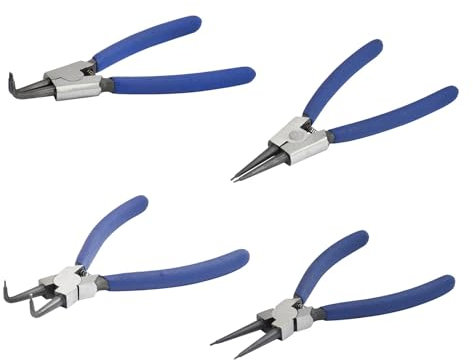 Dapetz ® 4Pc 6 External Internal Bent Nose Straight Circlip Oil Seal Snap Polished Heads with Chemically Blackened Tips Spring Loaded Handles Slip Resistant Cushion Grips Plier