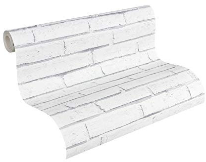 A.S. Création Papiertapete Authentic Walls Ökotapete Tapete in Stein Optik 10,05 m x 0,53 m grau weiß Made in Germany 301692 30169-2