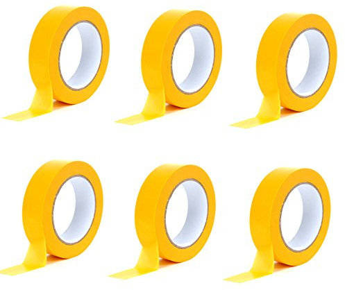 FAMA Fachbedarf für Malerwerkzeuge Premium Goldband 30 mm x 50 m, professionelles weiches Klebeband, UV-beständiges Farbband, Kreppband, feines Kreppband, Abdeckband, 6 Stück