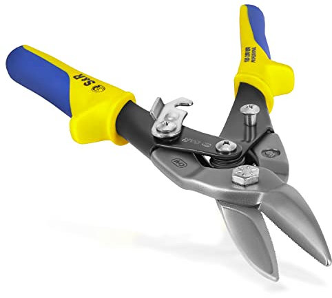 S&R Blechschere Aviation-Serie, gerade, 250 mm, hochfester gehärteter CrMo - Stahl, Metallschere ideal für Karosserieherstellung, Trockenbau, Blechbearbeitung, Durchlaufblechschere mit Hebelwirkung