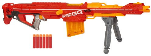 Nerf Centurion Mega Toy Blaster with Folding Bipod, 6-Dart Clip, 6 Official Nerf Mega Darts, and Bolt Action for Kids, Teens, and Adults (Amazon Exclusive)
