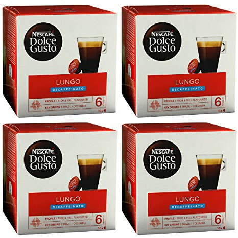 Nescafé Dolce Gusto Caffè Lungo Decaffeinato, Lot de 4, 4 x 16 Capsules