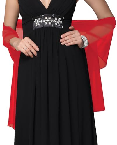 Prettystern Donna Uomo 180cm Lunga Pura Seta Leggera Sciarpa Stola Foulard Coprispalle Elegante da Cerimonia Rosso fiamma