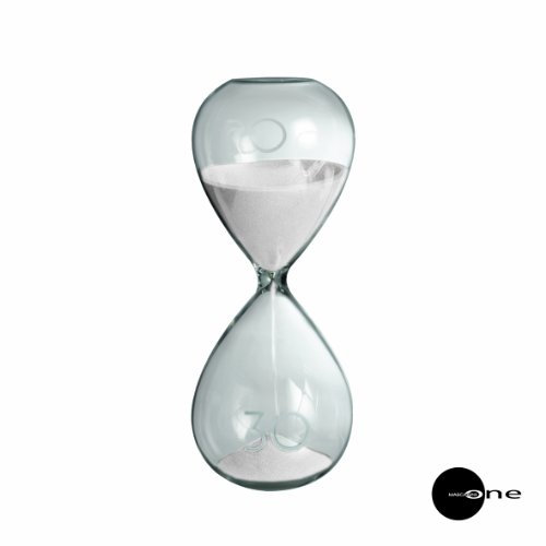 Mascagni 20Q Thirty Grande Clessidra in Vetro Timer 30 Minuti-Colore Bianco-Oggetto di Decorazione d'interni Design, Bicchiere, 8 x 20 cm