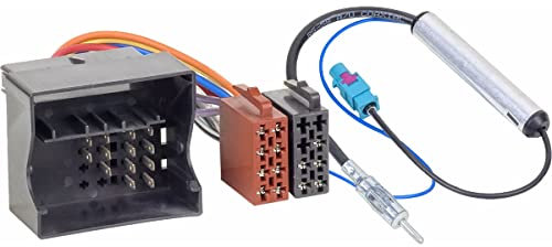 Audioproject A124 - Set di Adattatore ISO Autoradio Quadlock + Adattatore Antenna Fakra/DIN compatibile con VW Audi Skoda Seat Golf 5 6 Polo 9n Adattatori Antenna Autoradio Cavo Audio