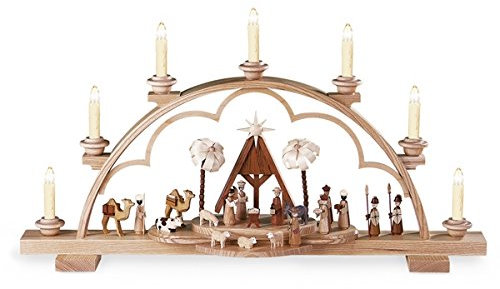 Rudolphs Schatzkiste Lichterbogen Schwibbogen Heilige Geschichte elektrisch beleuchtet Natur (120V 50Hz) (LxBxH):64x13x35cm NEU Lichterbogen Fensterbogen Spitzbogen Erzgebirge Seiffen Weihnachten