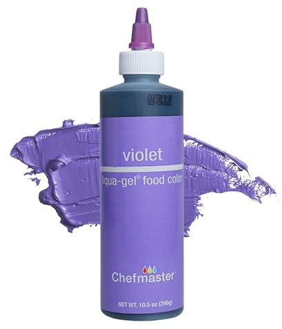 Chefmaster Violet Liqua-Gel® Food Coloring | Vibrant Color | Professional-Grade Dye for Icing, Frosting, Fondant | Baking & Decorating | Fade-Resistant | Easy-to-Use | Made in USA | 10.5 oz