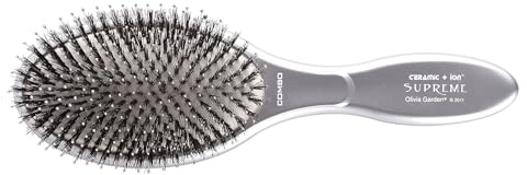 Olivia Garden Haar-Rundbürste Ceramic + Ion Supreme Combo, 16-reihig mit Wildschweinborsten und Nylonstiften