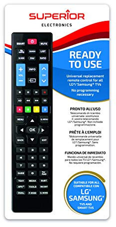 Superior Electronics Replacements Smart LG/SAMSUNG - Telecomando Universale per TV LG e Samsung - Compatibile con Funzioni Smart TV - Pronto all’Uso, Nessuna Programmazione Necessaria - SUPTRB002