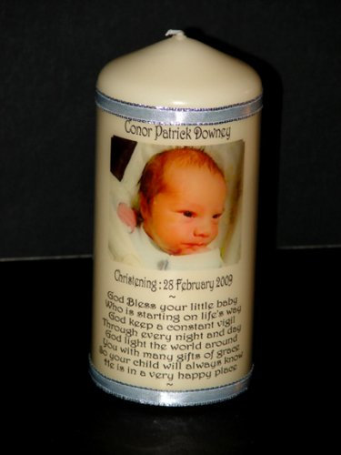 Personalised Photo Candle Christening~ Baptism~ Naming~ Dedication