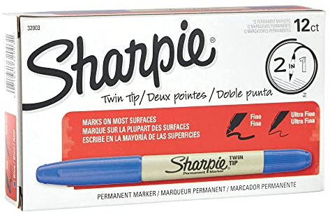 Sharpie Permanentmarkör med två spetsar, finpunkts- och ultra-fin punkt, blå, (32003) blå