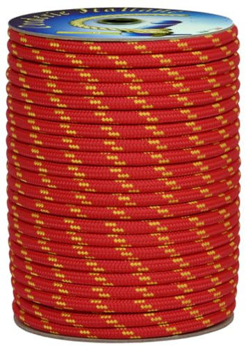 006014522 Treccia corit rossa, 10 mm - 20 mt, Corda intrecciata multiuso resistente ai raggi U.V. e all'abrasione, per attività all'aperto, giardino, mare, guinzagli e fai da te, rottura 1050 kg