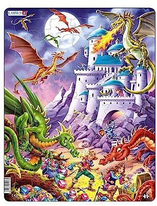 Larsen US17 - Abenteuer-Puzzle - Drachen & Helden - Puzzle ab 4 Jahren - Rahmenpuzzle mit 50 Teilen
