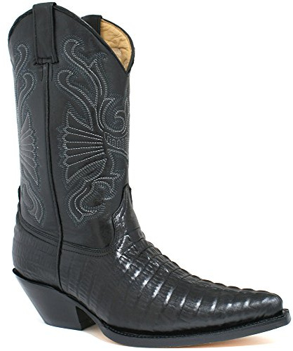 MENS GRINDERS CAROLINA BLACK LEATHER WESTERN TALL COWBOY BOOTS-UK 12 (EU 46)