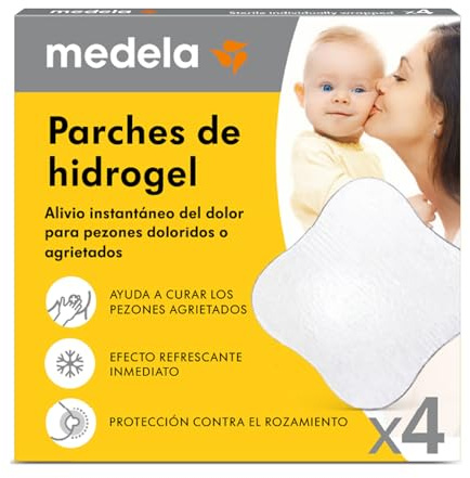 Medela parches de hidrogel, alivian el dolor y enfrían los pezones doloridos o agrietados, esterilizados y empacados individualmente, paquete de 4