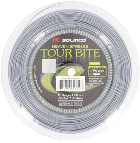 Solinco Tour Bite Co-Polyester Tennis String Mini Reel 328 ft / 100 m – Extreme Power, Spin & Control – Shaped Monofilament, Durable High-Performance Polyester 16